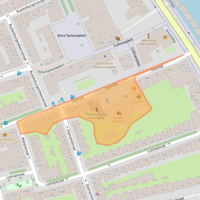 Kaart van postcodegebied 1074VM.