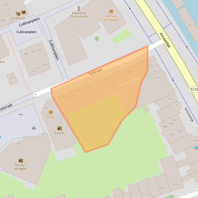 Kaart van postcodegebied 1074VN.