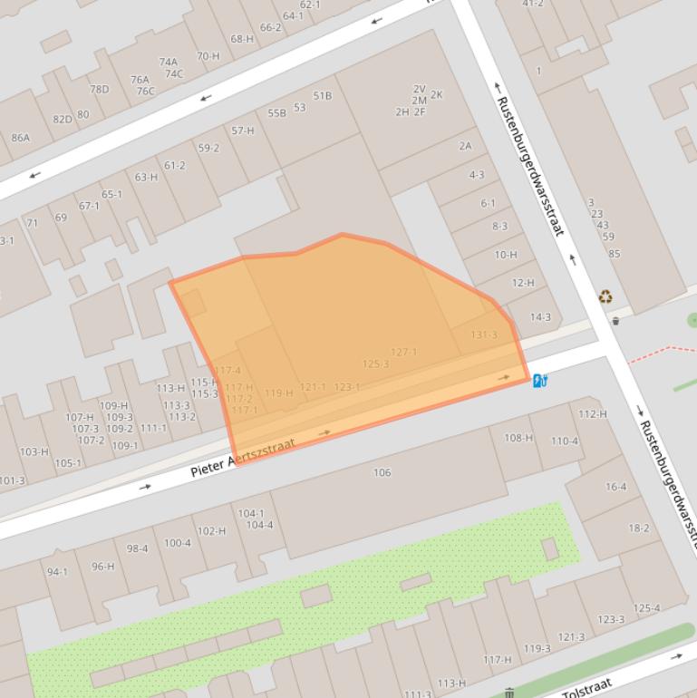 Kaart van postcodegebied 1074VR.