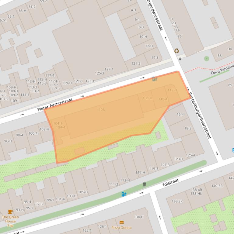 Kaart van postcodegebied 1074VT.