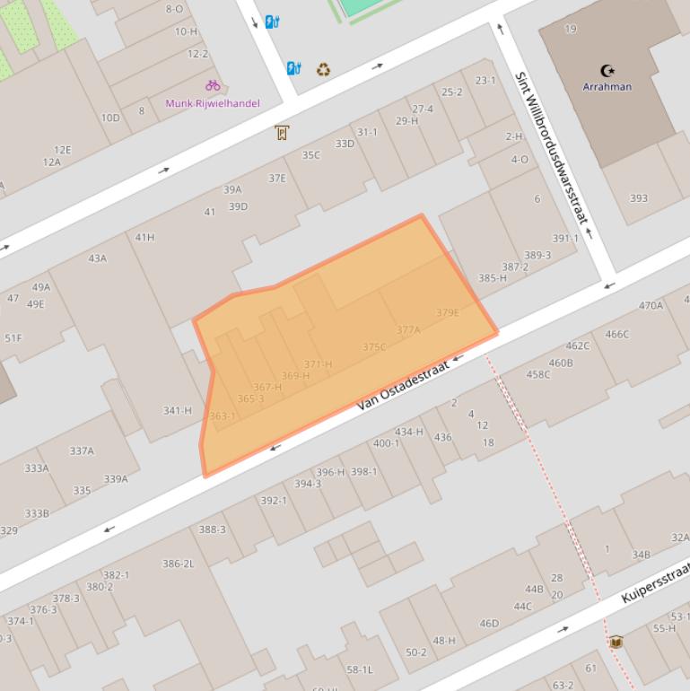 Kaart van postcodegebied 1074VW.