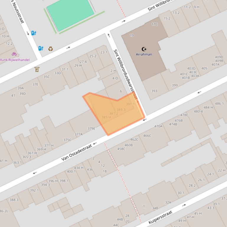 Kaart van postcodegebied 1074VX.