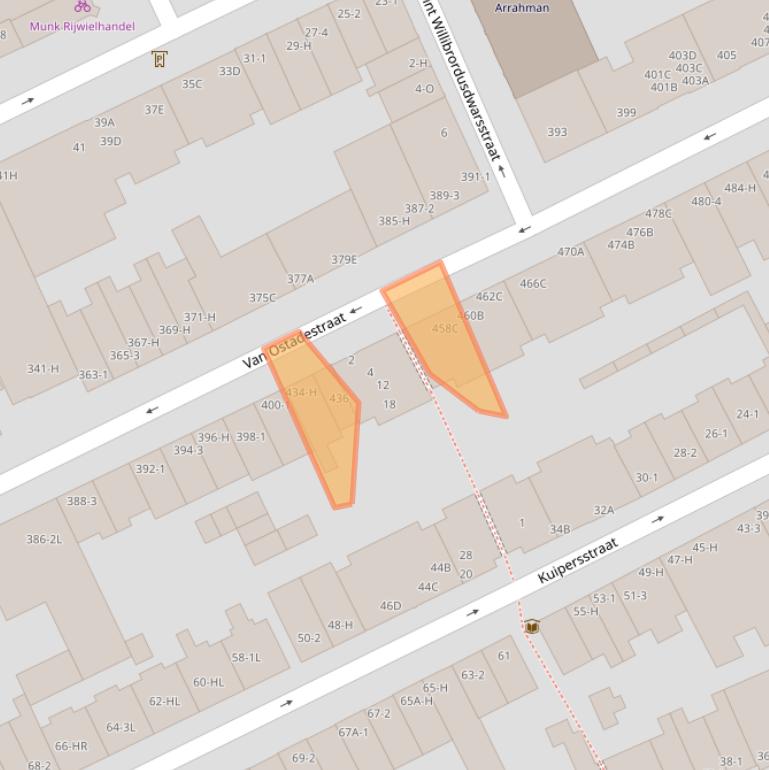 Kaart van postcodegebied 1074XC.