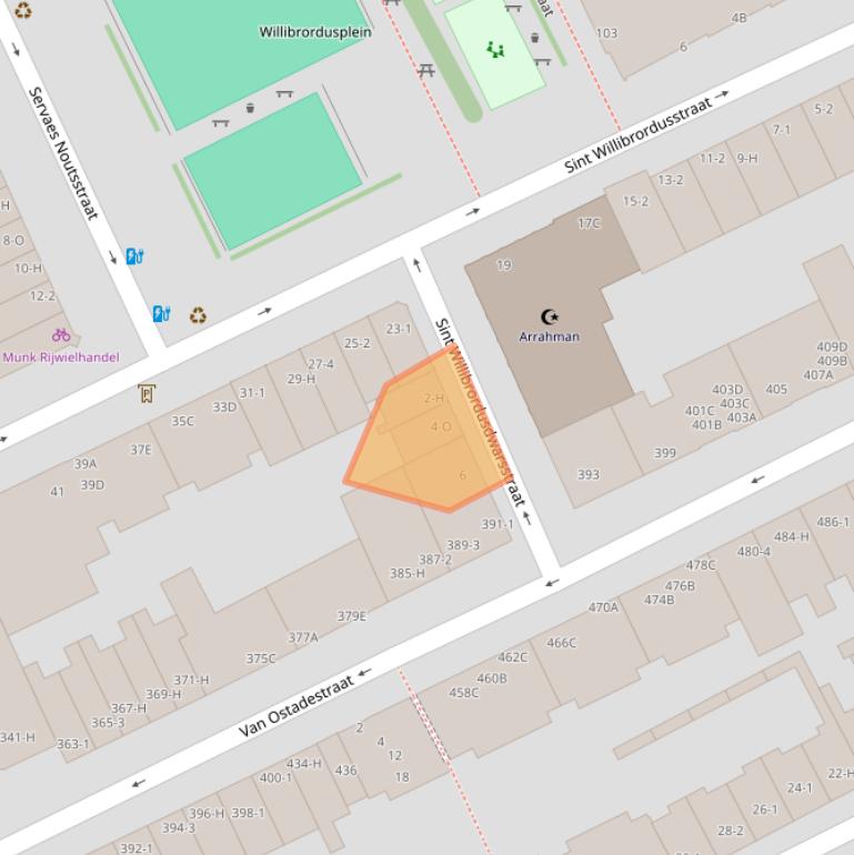 Kaart van postcodegebied 1074XG.