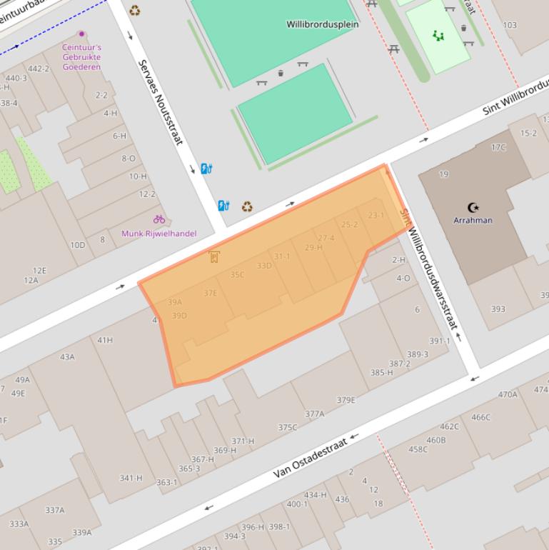 Kaart van postcodegebied 1074XJ.