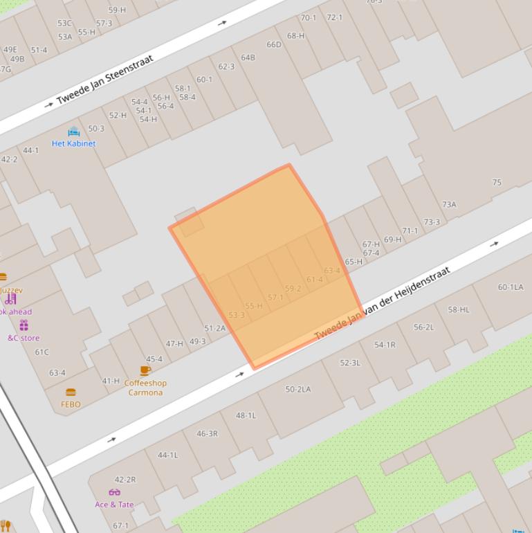 Kaart van postcodegebied 1074XP.