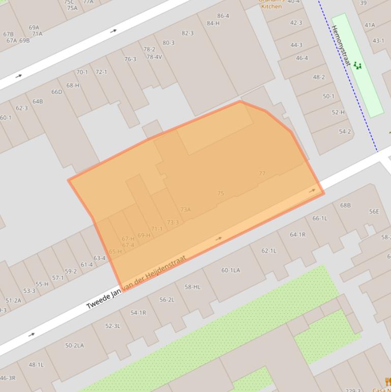 Kaart van postcodegebied 1074XR.