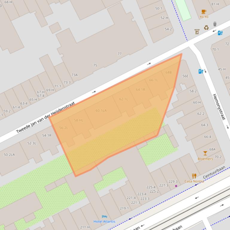 Kaart van postcodegebied 1074XW.