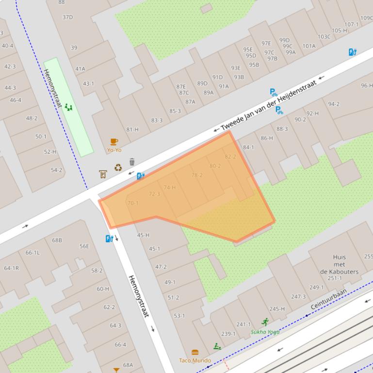 Kaart van postcodegebied 1074XX.