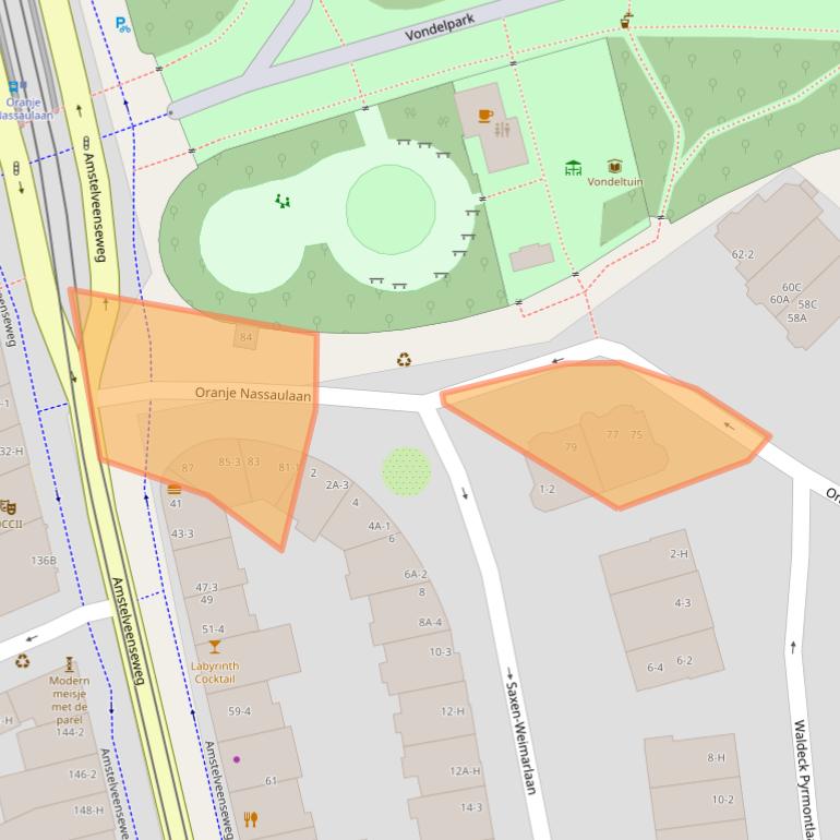 Kaart van postcodegebied 1075AM.