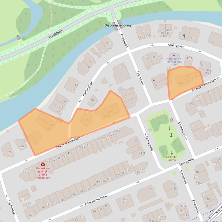 Kaart van postcodegebied 1075AN.