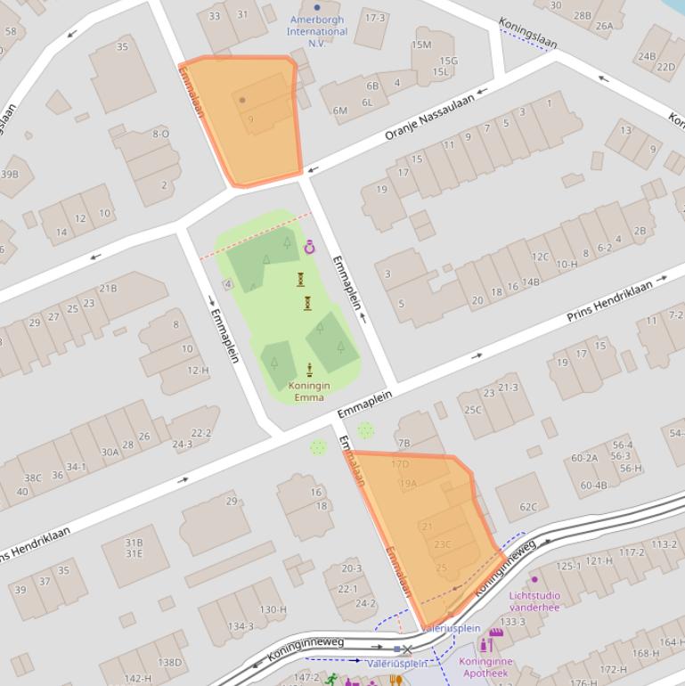 Kaart van postcodegebied 1075AT.