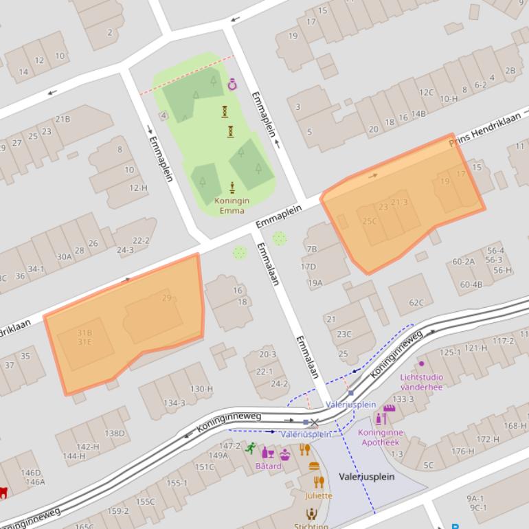 Kaart van postcodegebied 1075AZ.