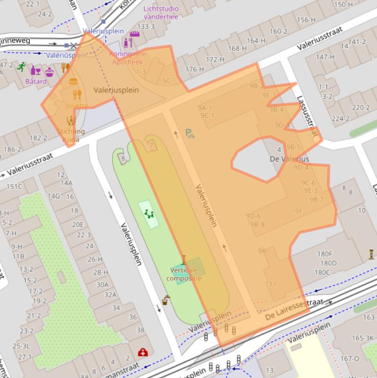 Kaart van postcodegebied 1075BG.