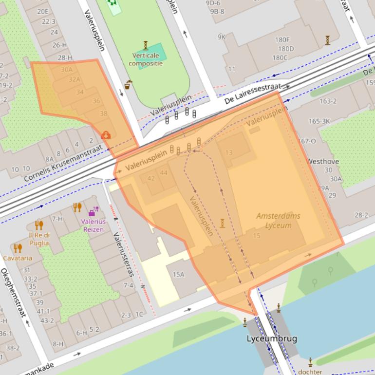 Kaart van postcodegebied 1075BJ.