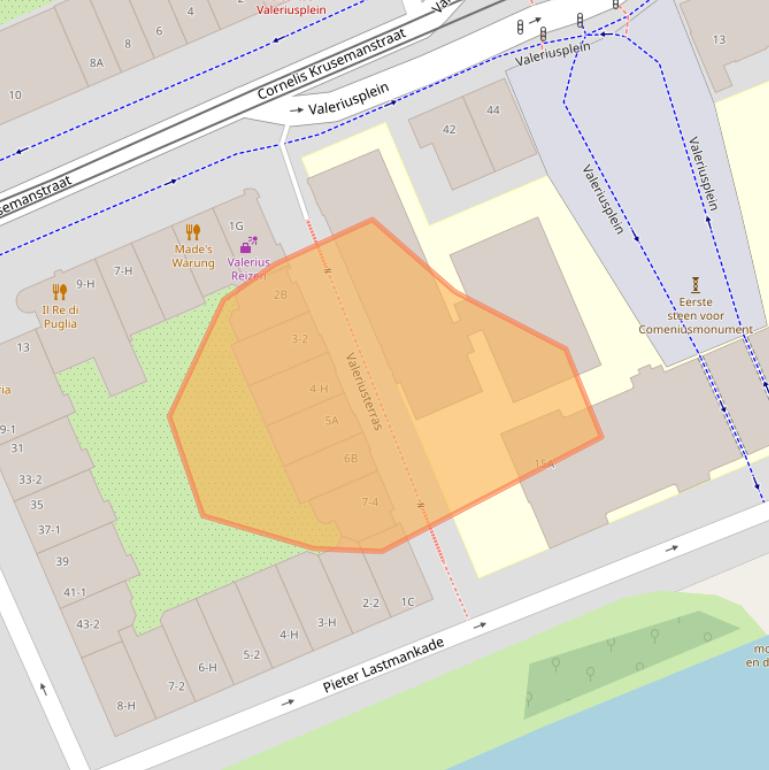 Kaart van postcodegebied 1075BK.