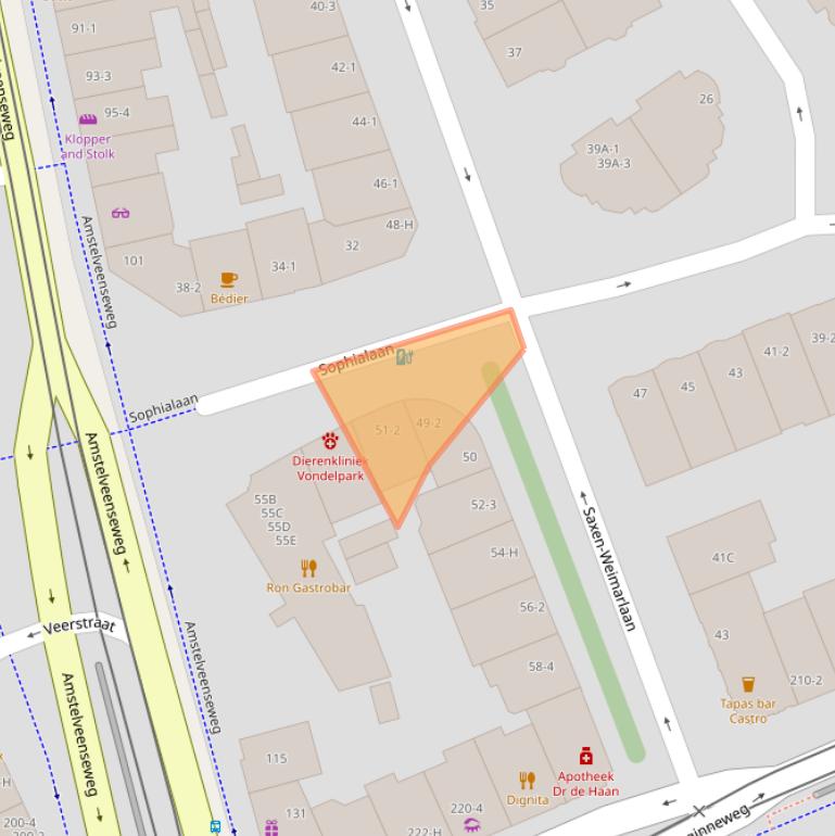 Kaart van postcodegebied 1075BN.