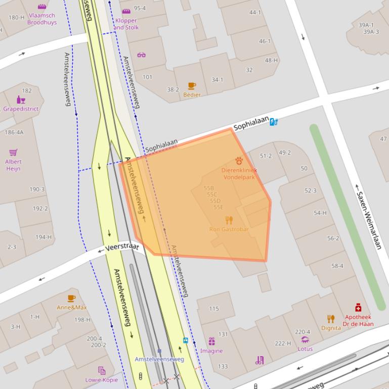 Kaart van postcodegebied 1075BP.