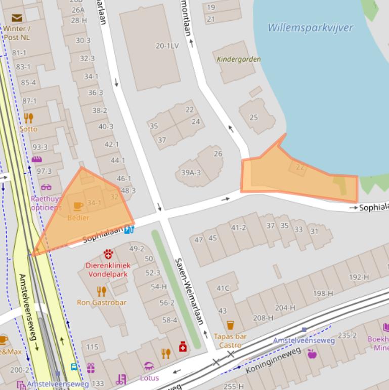 Kaart van postcodegebied 1075BS.