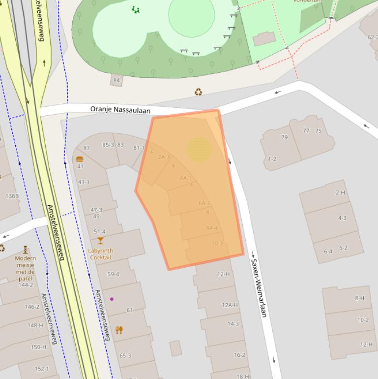 Kaart van postcodegebied 1075CA.