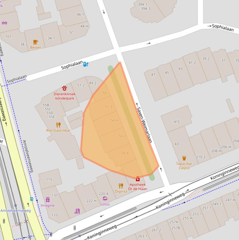 Kaart van postcodegebied 1075CE.