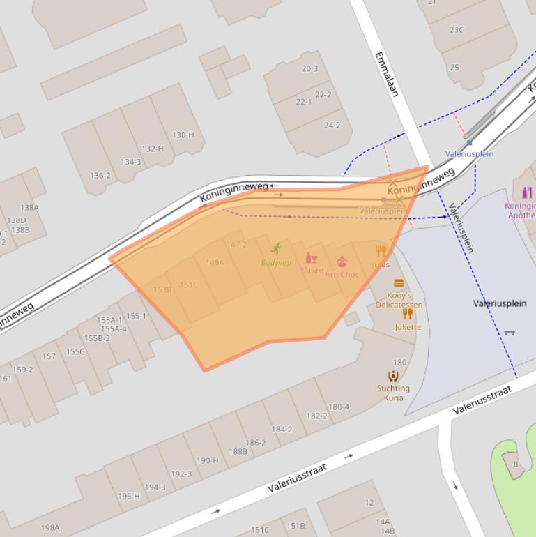 Kaart van postcodegebied 1075CM.