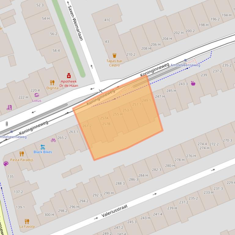 Kaart van postcodegebied 1075CV.