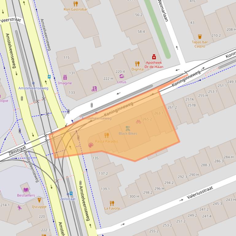 Kaart van postcodegebied 1075CW.