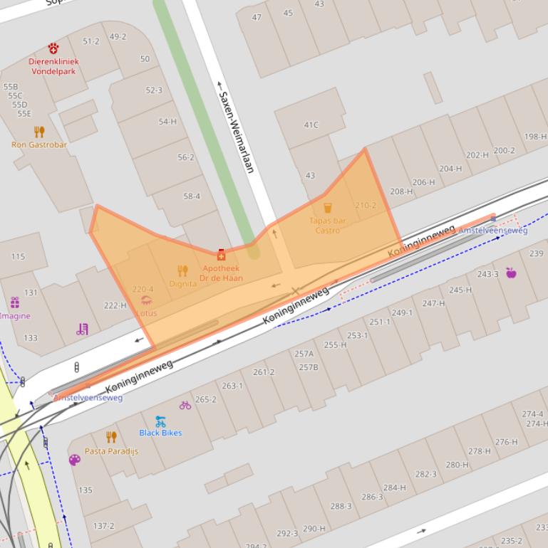 Kaart van postcodegebied 1075EL.