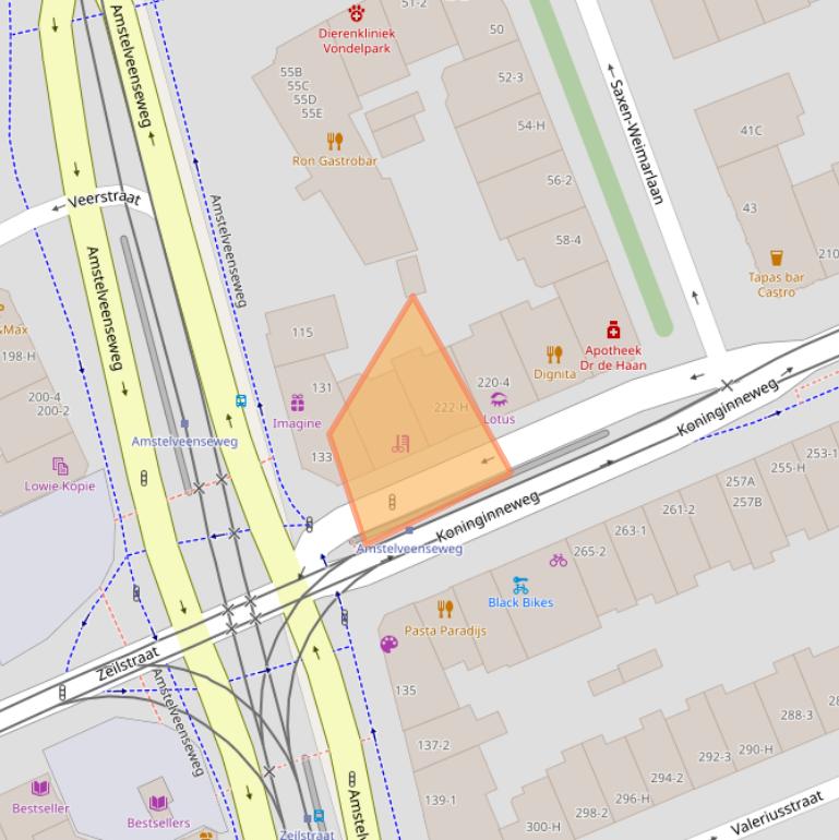 Kaart van postcodegebied 1075EM.