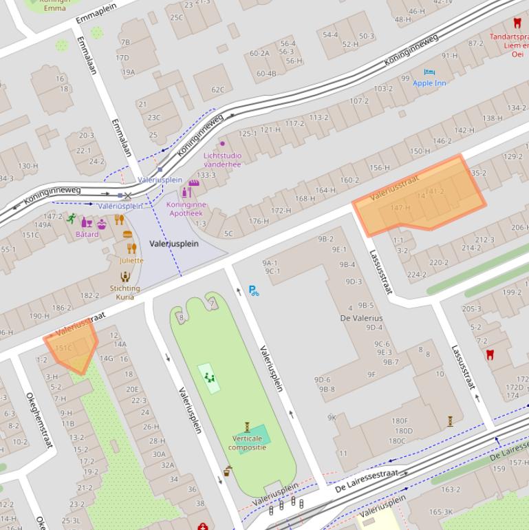 Kaart van postcodegebied 1075ET.