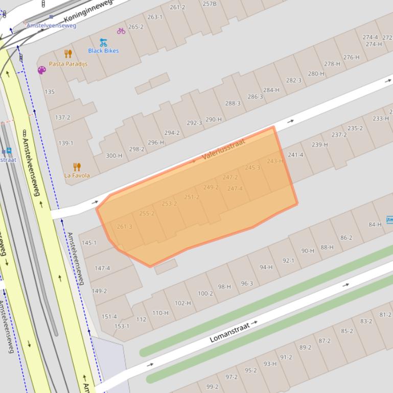 Kaart van postcodegebied 1075GB.