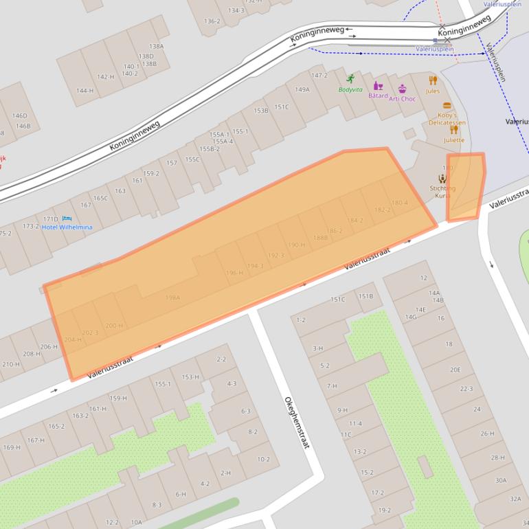 Kaart van postcodegebied 1075GJ.