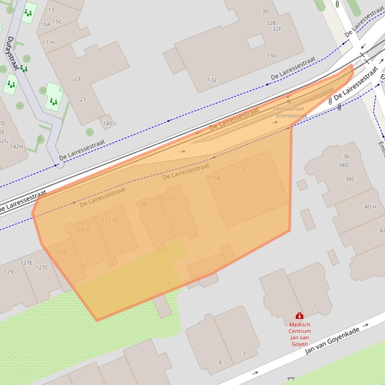 Kaart van postcodegebied 1075HH.