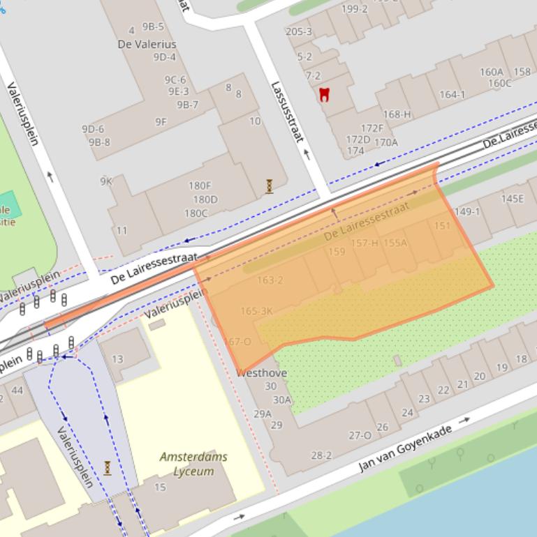 Kaart van postcodegebied 1075HK.