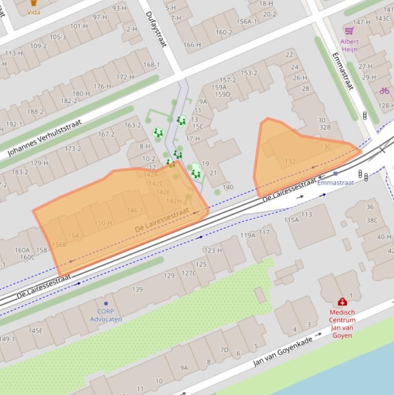 Kaart van postcodegebied 1075HL.