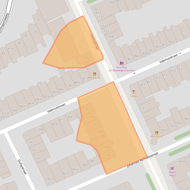 Kaart van postcodegebied 1075HT.