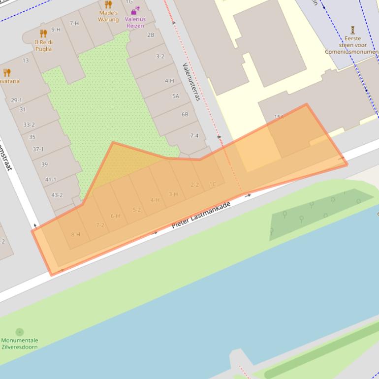 Kaart van postcodegebied 1075KJ.