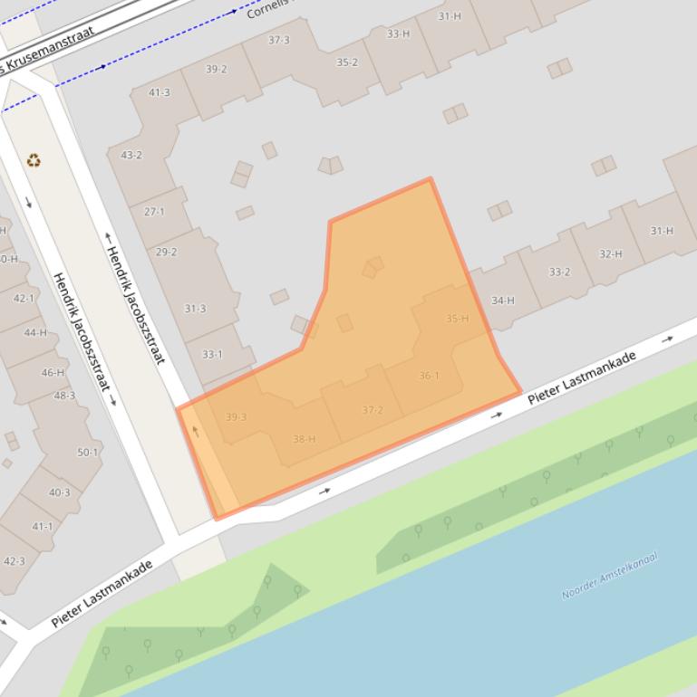 Kaart van postcodegebied 1075KL.