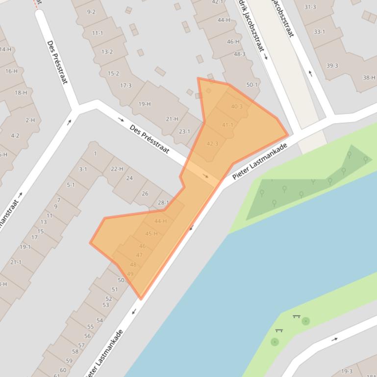 Kaart van postcodegebied 1075KM.