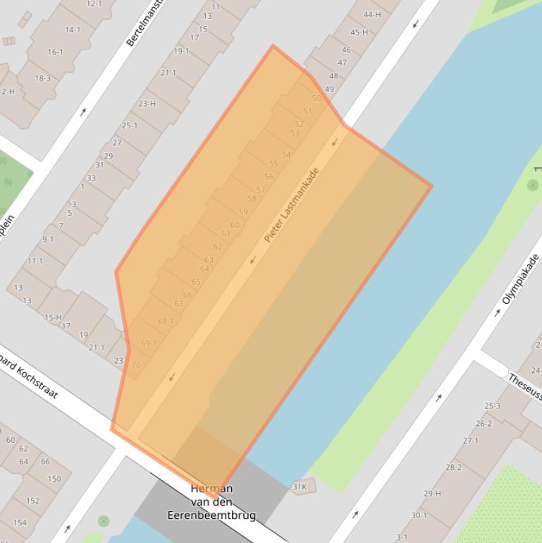 Kaart van postcodegebied 1075KN.