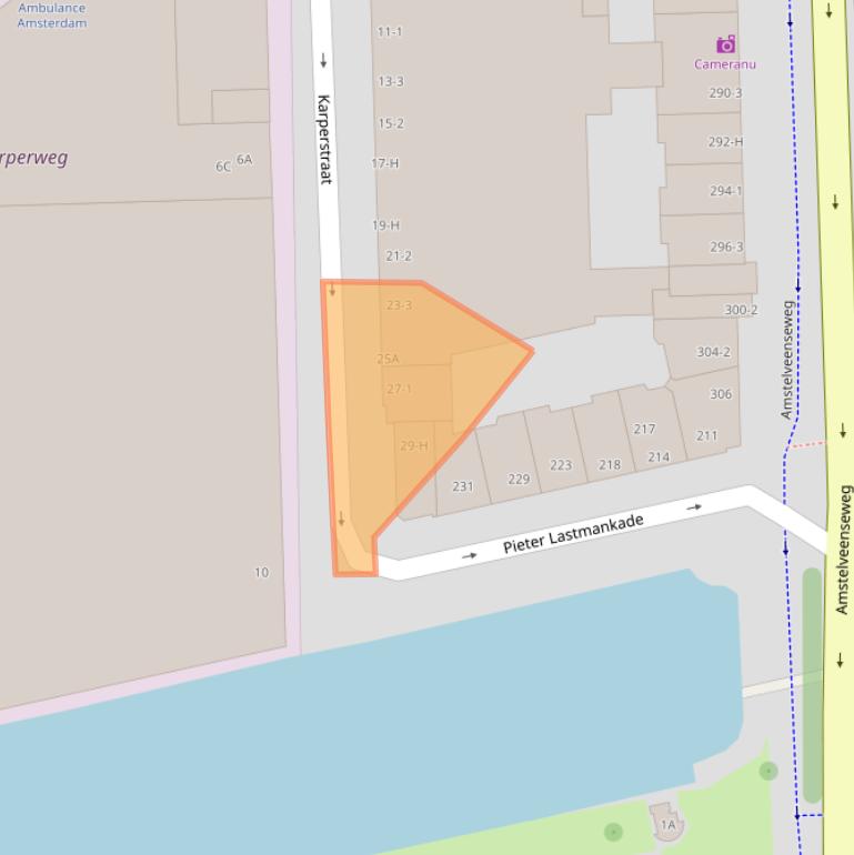 Kaart van postcodegebied 1075KX.