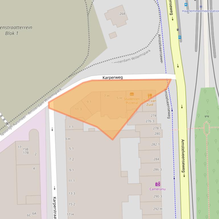 Kaart van postcodegebied 1075LA.