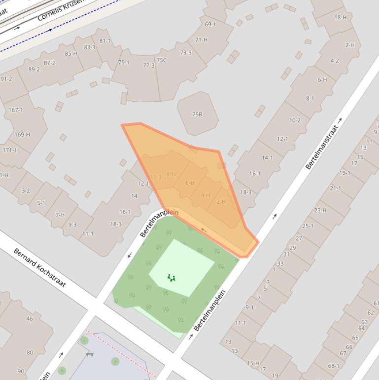 Kaart van postcodegebied 1075LP.