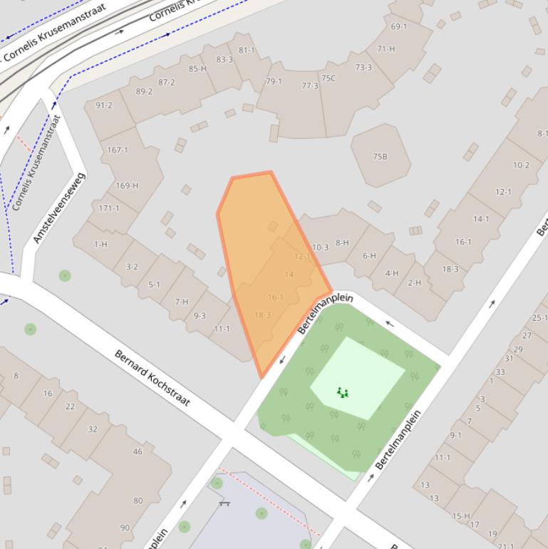 Kaart van postcodegebied 1075LR.