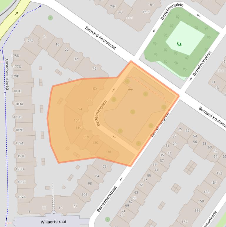 Kaart van postcodegebied 1075LS.