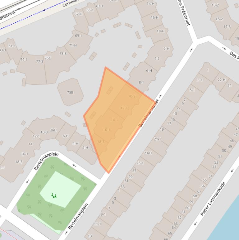 Kaart van postcodegebied 1075LX.