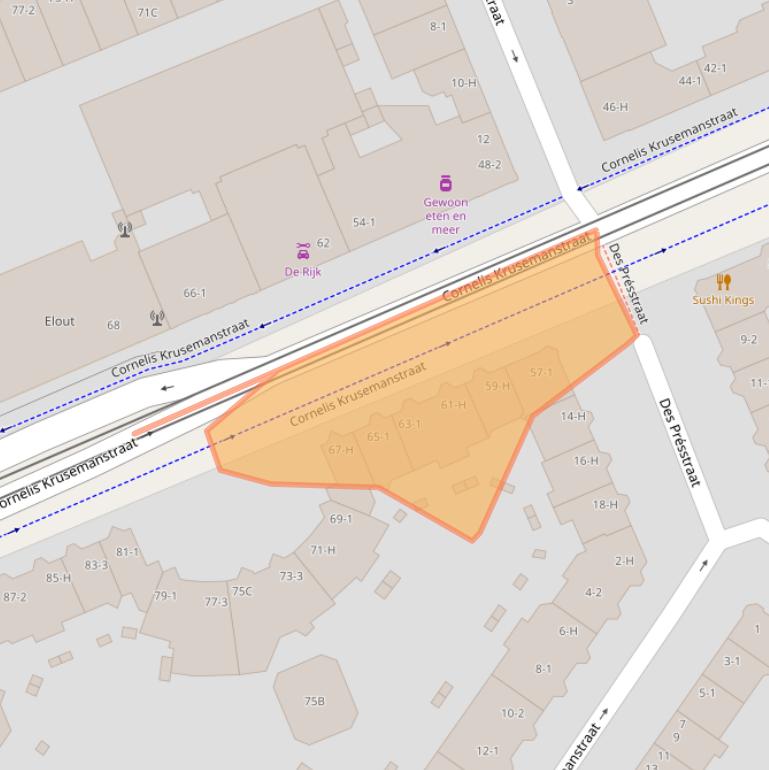 Kaart van postcodegebied 1075NH.