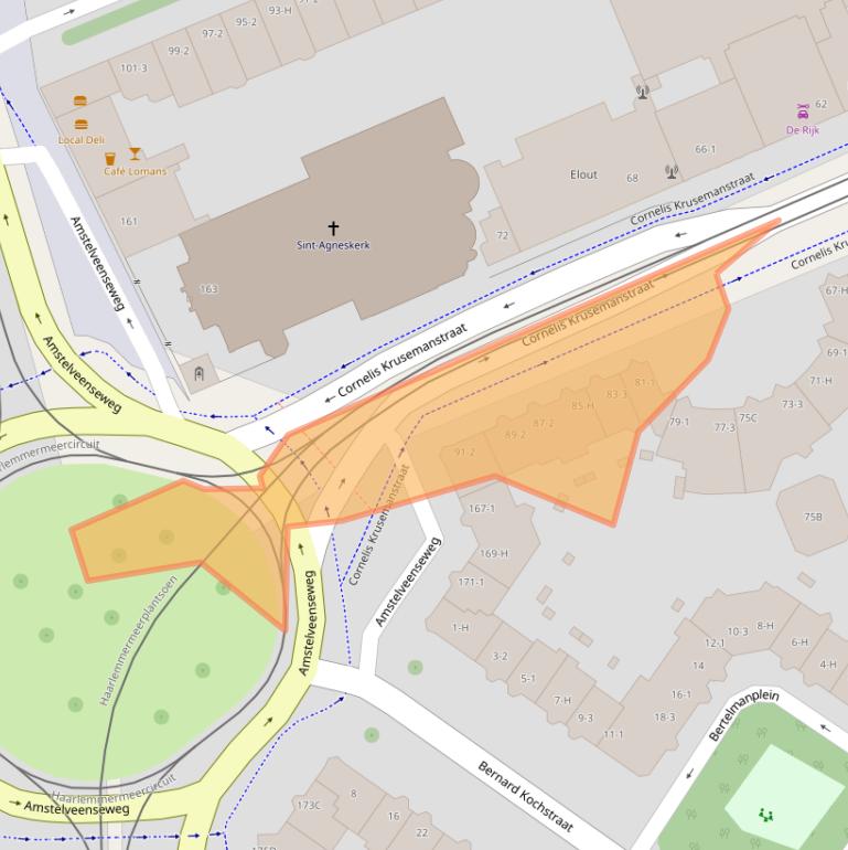 Kaart van postcodegebied 1075NK.