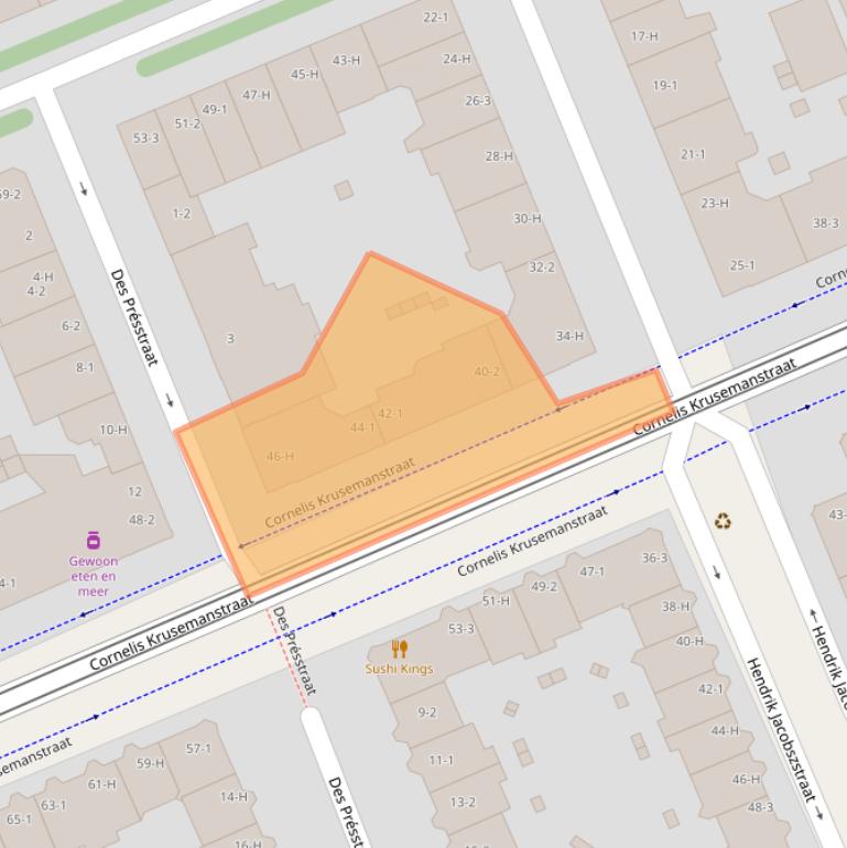 Kaart van postcodegebied 1075NP.